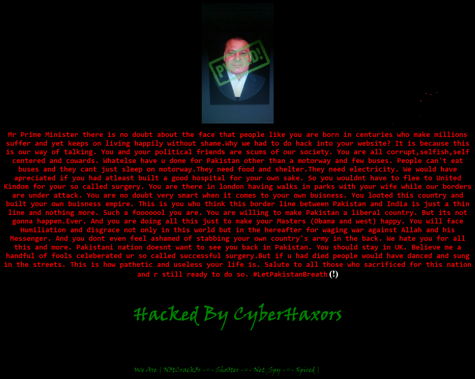 PPP, PML(N) Websites Hacked, Nawaz, Zardari Called the Most Corrupt Persons